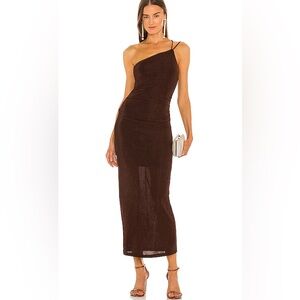 SIGNIFICANT OTHER Bella Brown One-Shoulder Dress from Revolve